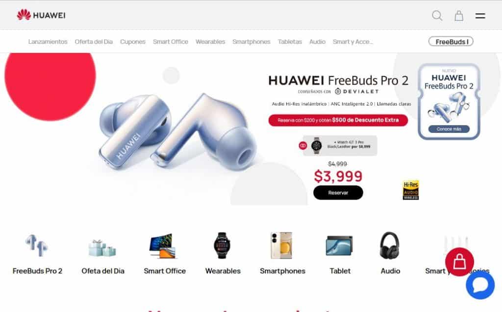 Portal Huawei. Imagen de la portada de la web de Huawei