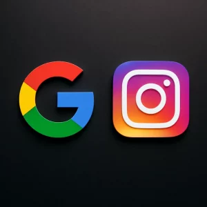 Instagram posicionará en Google tus publicaciones. Logos de Google e Instagram.