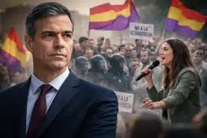 Pedro Sánchez y la estrategia del reemplazo. Imagen de Pedro Sánchez e Irene Montero.