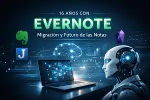 Migración de Evernote a un nuevo gestor de notas. Representación digital del proceso.